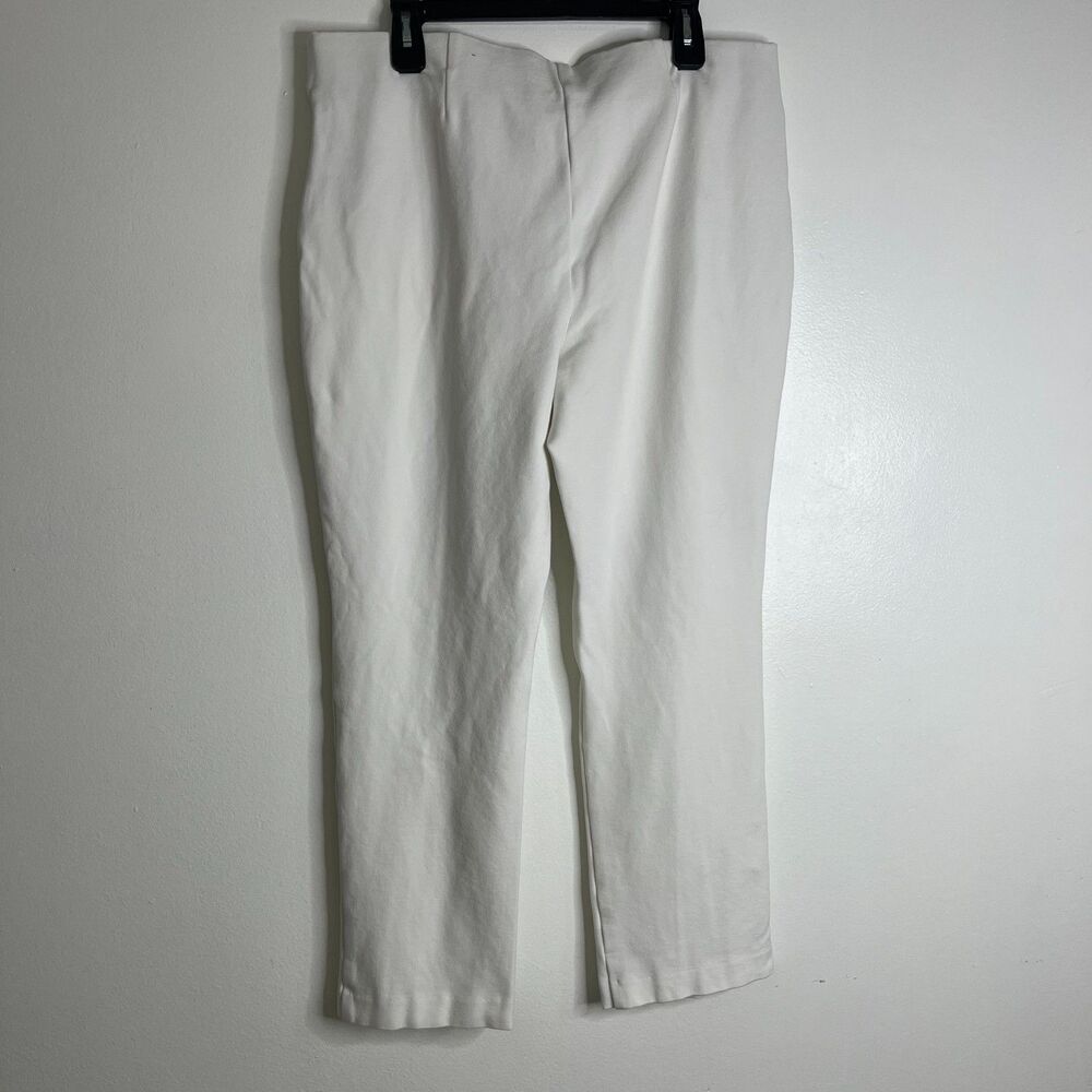Chico's Womens Ankle Pants 3R US 16R White ayon Stretch Pull On Hi Rise Casual